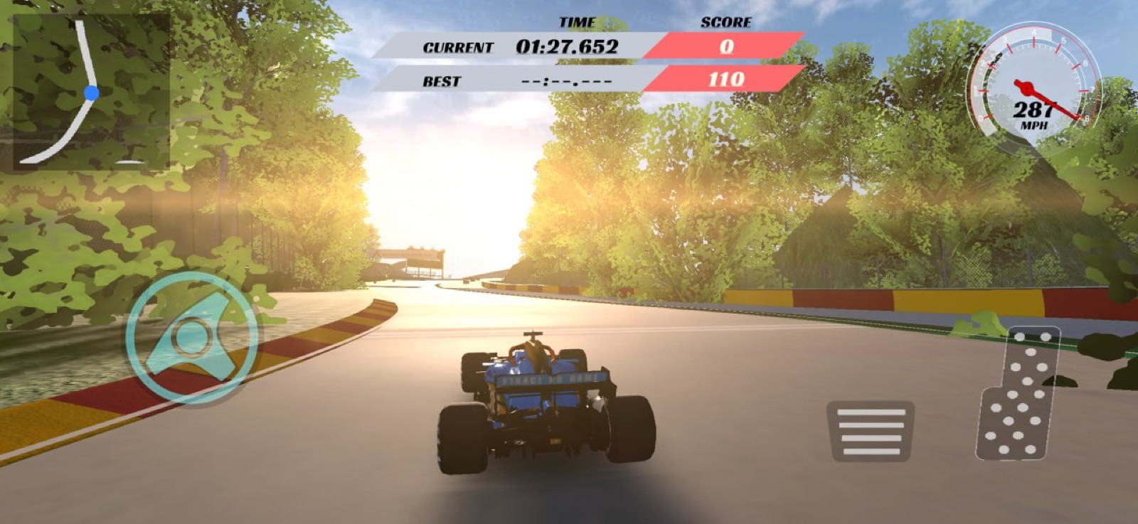 F1 au coucher de soleil sur le circuit
